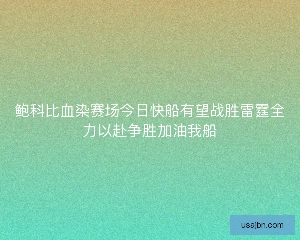 鲍科比血染赛场今日快船有望战胜雷霆全力以赴争胜加油我船
